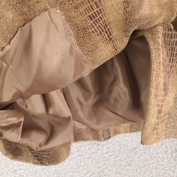 Chico's Jacket Womens Size 2 Large Brown Faux Snakeskin Button Up - Picture 7 of 15